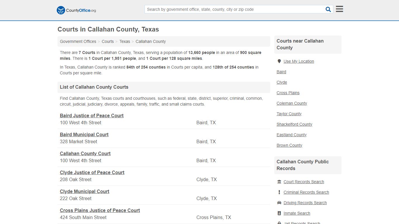 Courts - Callahan County, TX (Court Records & Calendars)